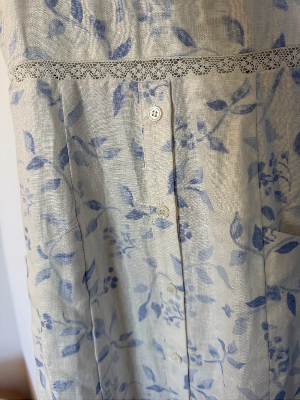 Reformation Cream Maxi Dress with Light Blue Floral Print - Picture 3 of 6